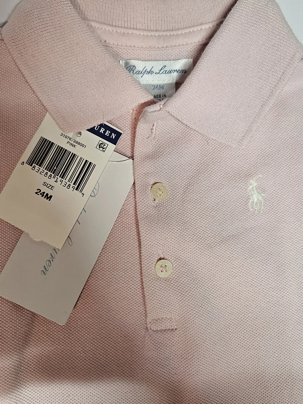 NWT Ralph Lauren Baby Girls Pink Peplum Polo Top Shirt 24M